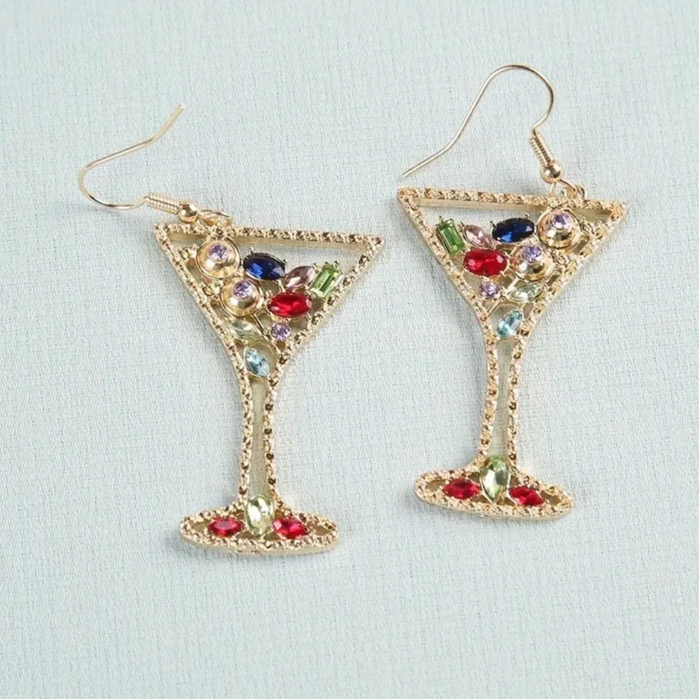 Champagne Glass Design Earrings - Picture 2 of 4